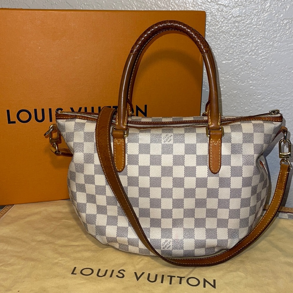 Authentic Louis Vuitton damier Azur riviera crossbody top handle satchel purse